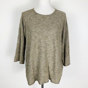 eskandar One Size Women's Green Dolman Linen Blend